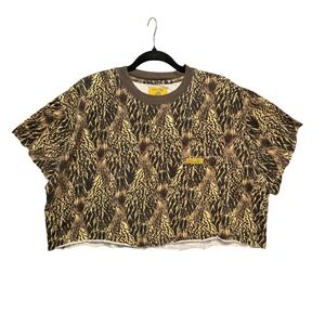 Vintage‎ Feather Flage Ducks in a Row Camo Cropped T-Shirt XL Duck Camouflage